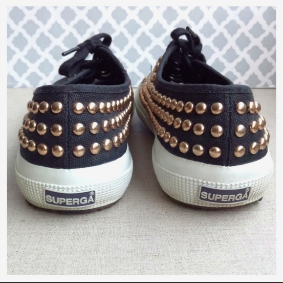 Superga Women US 8 Black Studded Lace-Up Shoes - Picture 7 of 8
